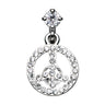 Dangly Top Mount Peace Belly Button Ring - Reverse Top Down Belly Ring. Navel Rings Australia.