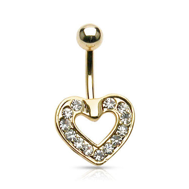 Floating Heart Belly Ring with Gold Plating - Fixed (non-dangle) Belly Bar. Navel Rings Australia.