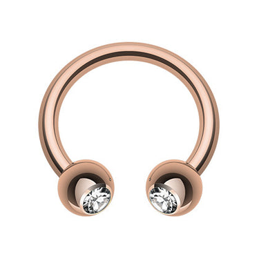 Classic Gem Circular Barbell with Rose Gold Plating - Circular Barbell / Horse Shoe. Navel Rings Australia.