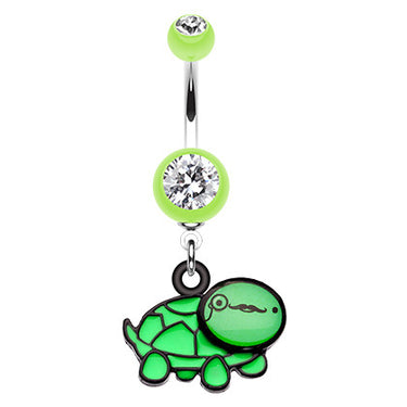 Nerdy Turtle Navel Bar - Dangling Belly Ring. Navel Rings Australia.