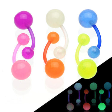 GLOW in the Dark Navel Bar - Basic Curved Barbell. Navel Rings Australia.