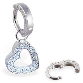 TummyToys® Silver Floating Heart Swinger Set - TummyToys® Patented Clasp. Navel Rings Australia.