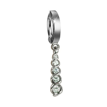 TummyToys® White Gold Diamond Journey Belly Bar - TummyToys® Patented Clasp. Navel Rings Australia.