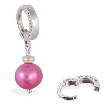 TummyToys® Hot Pink Freshwater Pearl Huggy - TummyToys® Patented Clasp. Navel Rings Australia.