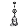 Party Music Note Navel Ring - Dangling Belly Ring. Navel Rings Australia.