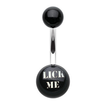 Lick Me Naughty Belly Piercing - Basic Curved Barbell. Navel Rings Australia.