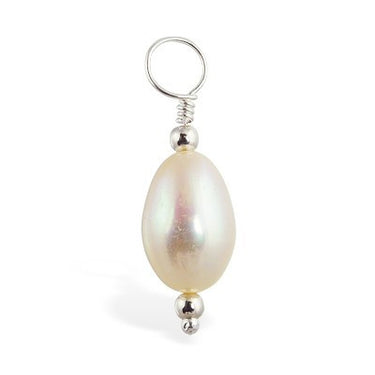 TummyToys® Fresh Water Cream Pearl Charm - TummyToys® Swinger Charm. Navel Rings Australia.