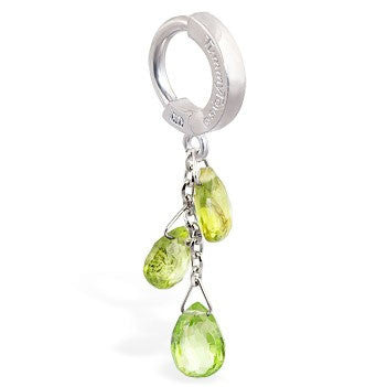 TummyToys® Custom 14K White Gold Peridot Belly Piercing - TummyToys® Patented Clasp. Navel Rings Australia.