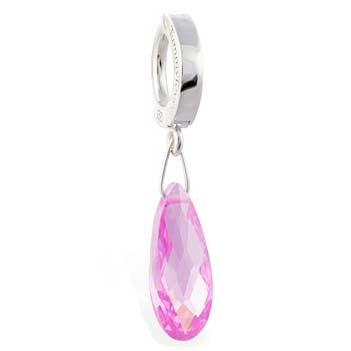 TummyToys® Pink Ice Faceted Drop Belly Ring - TummyToys® Patented Clasp. Navel Rings Australia.