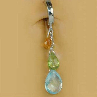 TummyToys® Natural Gemstone Teardop on Pure Platinum Clasp - TummyToys® Patented Clasp. Navel Rings Australia.