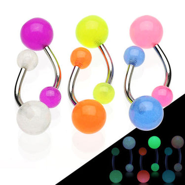 GLOW in the Dark Belly Rings - Basic Curved Barbell. Navel Rings Australia.