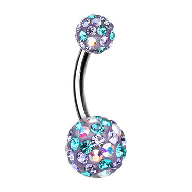 Lilac Retro Motley™ Belly Button Ring - Basic Curved Barbell. Navel Rings Australia.