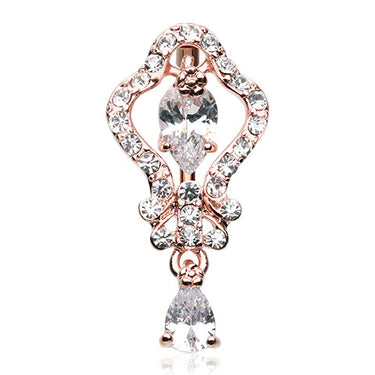 Reverse Hera Belly Dangle with Rose Gold Plating - Reverse Top Down Belly Ring. Navel Rings Australia.