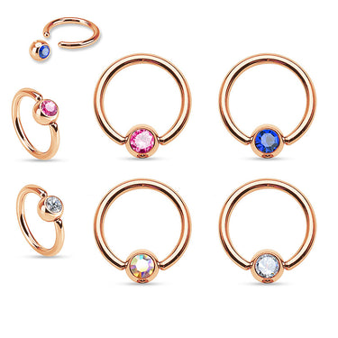 Captive Bead Navel Rings with Rose Gold Plating - Captive Belly Ring. Navel Rings Australia.