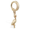 TummyToys® 14K Rose Gold Flamingo Dangling Belly Ring - TummyToys® Patented Clasp. Navel Rings Australia.