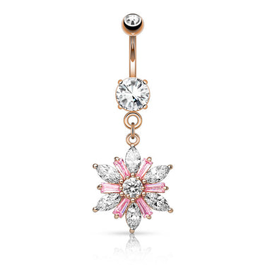 Romeo Belly Ring with Rose Gold Plating - Dangling Belly Ring. Navel Rings Australia.