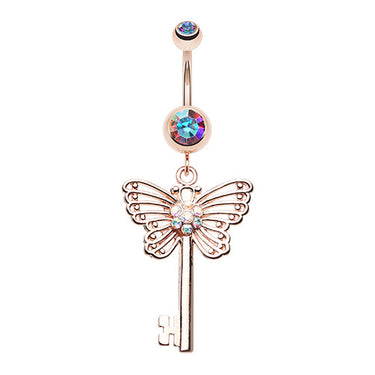 Unlocked Butterfly Wings Belly Ring - Dangling Belly Ring. Navel Rings Australia.