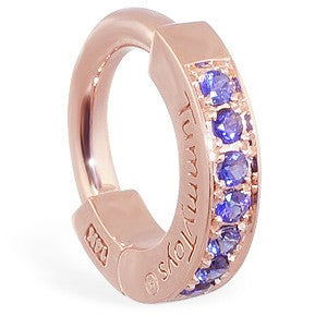 TummyToys® Rose Gold Sapphire Pave Sleeper - TummyToys® Patented Clasp. Navel Rings Australia.