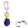 TummyToys® Sapphire and Citrine Coloured CZ Drop - TummyToys® Patented Clasp. Navel Rings Australia.