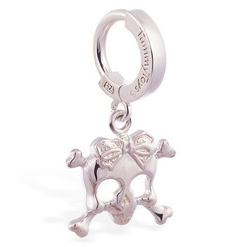 TummyToys® Silver Femme Metale's Silver Skull and Bow Navel Bar - TummyToys® Patented Clasp. Navel Rings Australia.