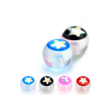 6mm Acrylic Star Inlay 14g Replacement Balls - Replacement Ball. Navel Rings Australia.