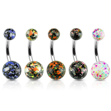 Splatter Ball Belly Button Bars - Basic Curved Barbell. Navel Rings Australia.