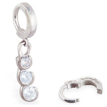 TummyToys® Steel Cubic Zirconia Drop Sleeper - TummyToys® Patented Clasp. Navel Rings Australia.