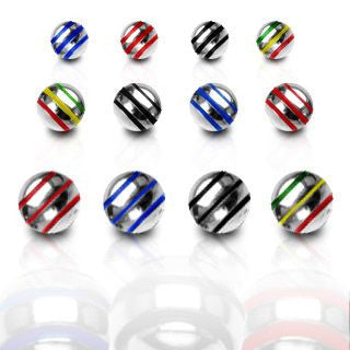 Striped Surgical Steel Loose Balls - Replacement Ball. Navel Rings Australia.