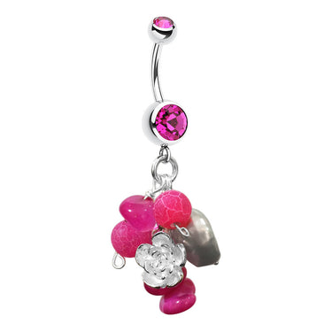 Summer Surrender Pearl Agate Cluster - Dangling Belly Ring. Navel Rings Australia.