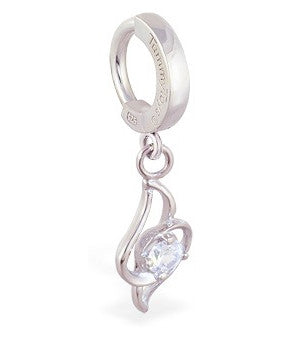 TummyToys® Sexy Free Form CZ Charm Surgical Steel Clasp - TummyToys® Patented Clasp. Navel Rings Australia.