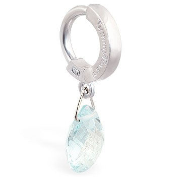 TummyToys® 14K White Gold Blue Topaz Belly Ring - TummyToys® Patented Clasp. Navel Rings Australia.