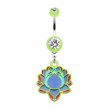 The Lotus Flower Dangly Belly Ring - Dangling Belly Ring. Navel Rings Australia.