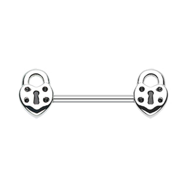 Dainty Heart Lock Nipple Barbell Ring - Nipple Ring. Navel Rings Australia.