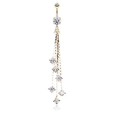 Night Deity Belly Dangle in Gold - Dangling Belly Ring. Navel Rings Australia.