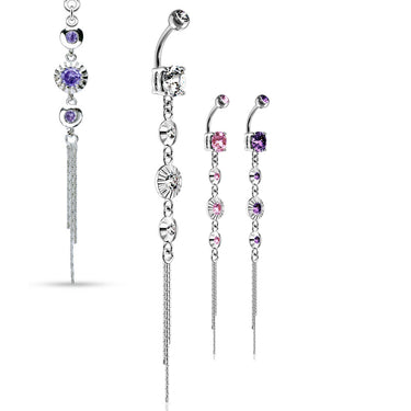 Classico Vintage Drop Chain Belly Bar - Dangling Belly Ring. Navel Rings Australia.