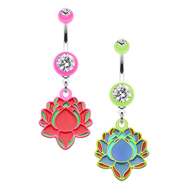 The Lotus Flower Dangly Belly Ring - Dangling Belly Ring. Navel Rings Australia.