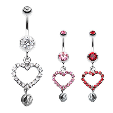 Boss Heart Belly Dangle - Dangling Belly Ring. Navel Rings Australia.