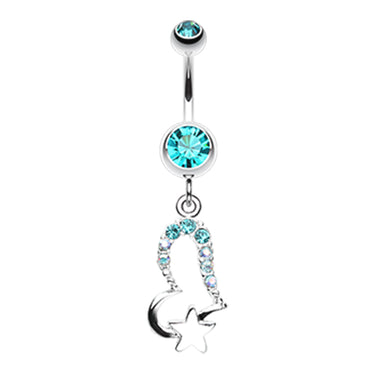 Lovers Starry Gaze Belly Dangle - Dangling Belly Ring. Navel Rings Australia.