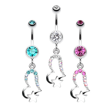 Lovers Starry Gaze Belly Dangle - Dangling Belly Ring. Navel Rings Australia.