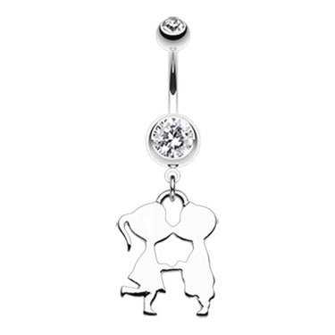 Lovers Silhouette Kiss Belly Ring - Dangling Belly Ring. Navel Rings Australia.