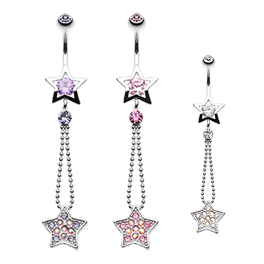 Lucky Star Belly Bar - Dangling Belly Ring. Navel Rings Australia.