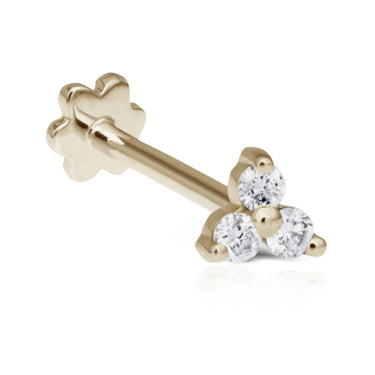 Diamond Trinity Threaded Stud Earring by Maria Tash in Gold - Earring. Navel Rings Australia.