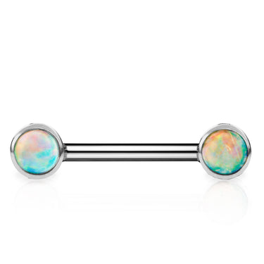 Maria Tash 3mm Natural Opal 14k White Gold Nipple Bar - Nipple Ring. Navel Rings Australia.