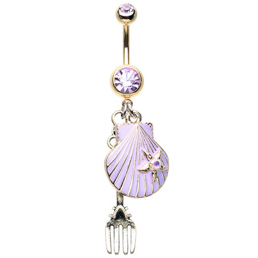 Golden Dinglehopper Treasure Belly Dangle - Dangling Belly Ring. Navel Rings Australia.