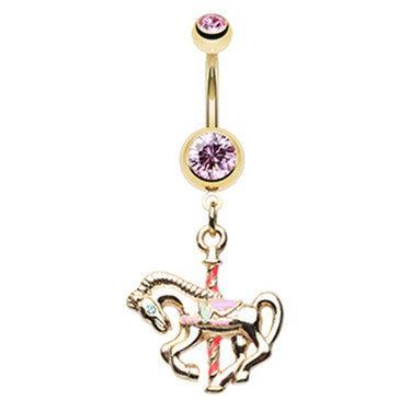 Merry Go Round on the Golden Carousel Belly Dangle - Dangling Belly Ring. Navel Rings Australia.