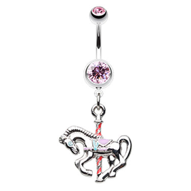 Merry Go Round on the Carousel Belly Dangle - Dangling Belly Ring. Navel Rings Australia.