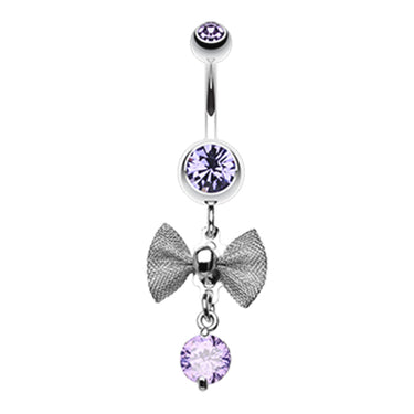 Mesh Bow Dangly Belly Bar - Dangling Belly Ring. Navel Rings Australia.