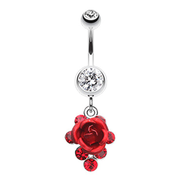 3D Metallic Rosé Belly Dangles - Dangling Belly Ring. Navel Rings Australia.