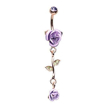 Metallic Roses Belly Dangle in 14K Rose Gold - Dangling Belly Ring. Navel Rings Australia.