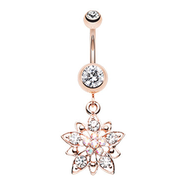 Mexican Botanist Belly Dangle in Rose Gold - Dangling Belly Ring. Navel Rings Australia.